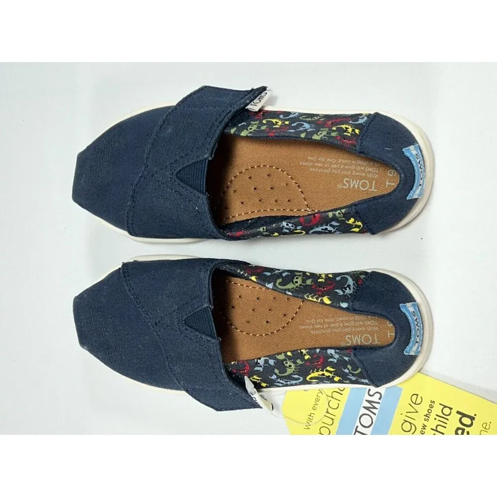 TOMS Tiny Classic‎ Canvas Toddler 9 Navy Scorpions Style #10010694